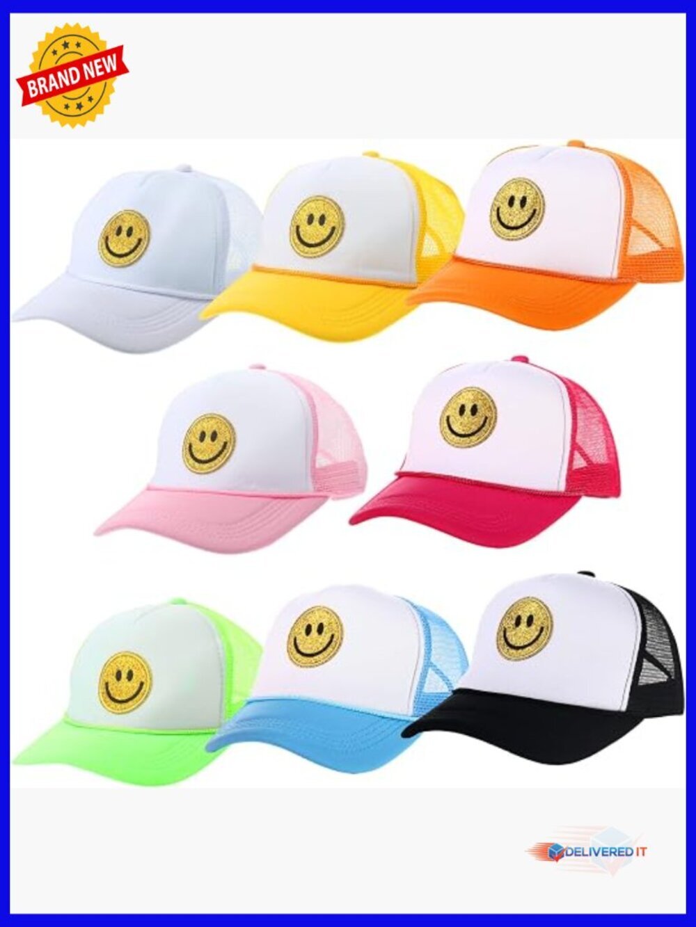 Sequins Printing Neon Foam Mesh Back Adjustable Trucker Hat One Size